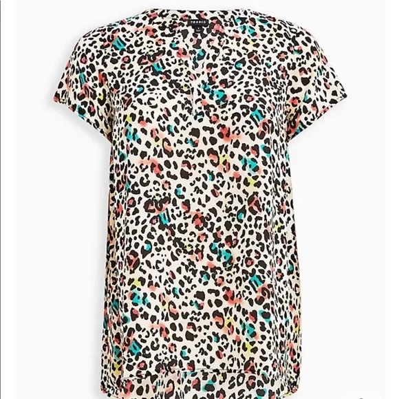 Hi-Low Tunic Georgette Watercolor Leopard - Picture 4 of 7